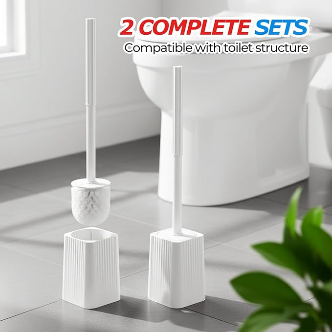FORASTO 4Pack Toilet Bowl Brush and Holder Set - Toilet Scrubber Brush,Cleaning Brush,Bathroom Decor,Household Essentials,Cleaning Supplies,Home Essentials,White