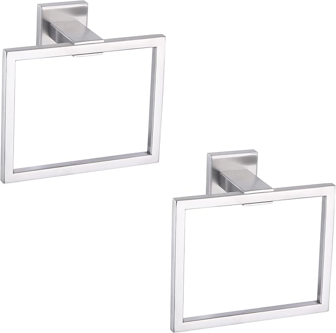 GERZWY Hand Towel Ring Bath Towel Holder Bathroom Lavatory Shower Towel Hanger Holder Brushed Stainless Steel Wall Mount JG1916-2LS