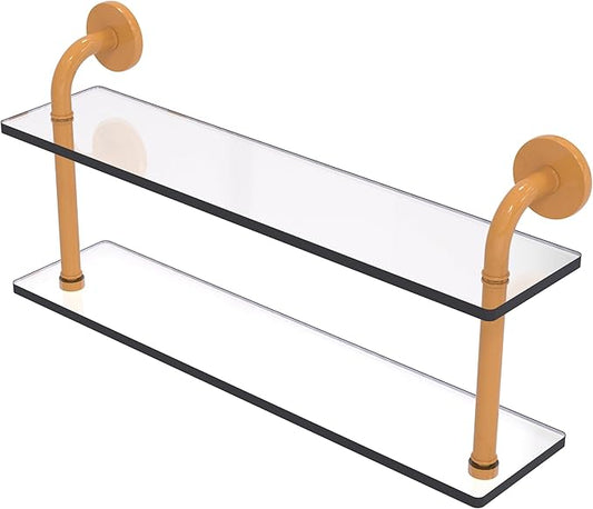 Allied Brass RM-2-22-GLY Remi Collection 22 Inch Two Tiered Glass Shelf, Golden Yellow