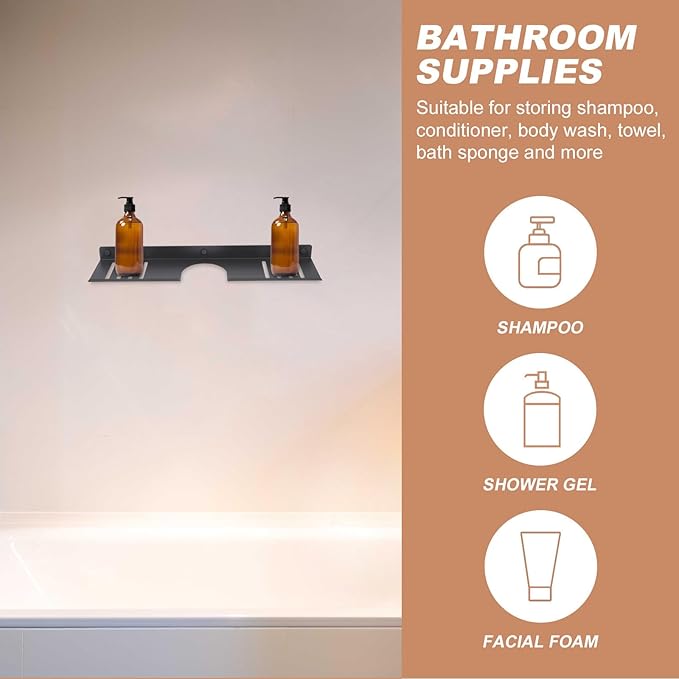 NUOBESTY Sink Shelf Bathroom Organizer 50cm Wall-Mounted No-Drill Storage Rack Gunmetal Gray Floating Shelf for Kitchen Sink and Bathroom Counter
