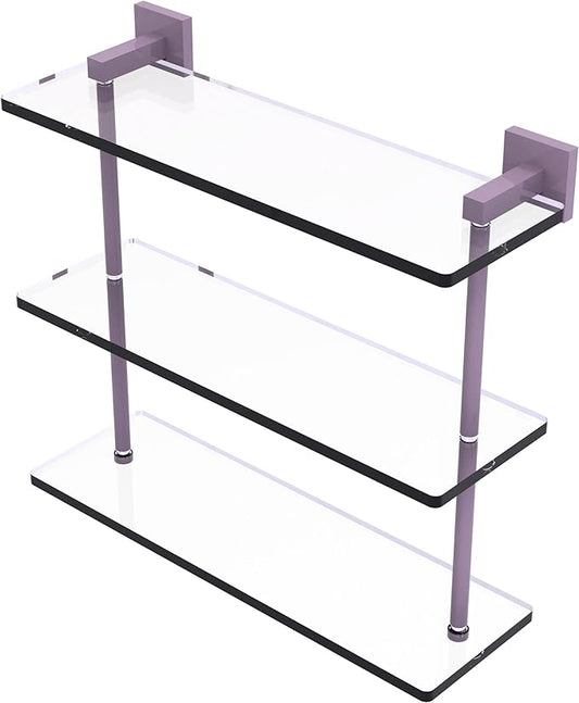 Allied Brass MT-5-16-LVN Montero Collection 16 Inch Triple Tiered Glass Shelf, Lavender