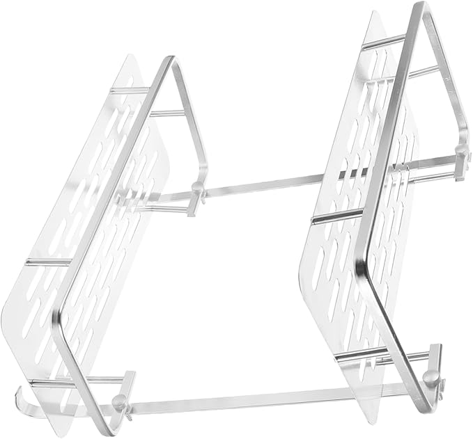 PRETYZOOM Bathroom Wall-Mounted Storage Rack Double Layer Aluminum Shelf Toilet Organizer for Bathroom Black Metal Design Space-Saving Solution for Sundries Storage