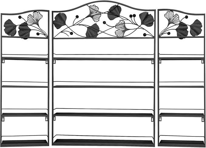 3Pcs Wall-Mounted Nail Polish Racks, 4-Tier Metal Makeup Display Wall Shelf Storage Organizer for Cosmetic Perfume Lipstick Home Spa Nail Salon (Black)