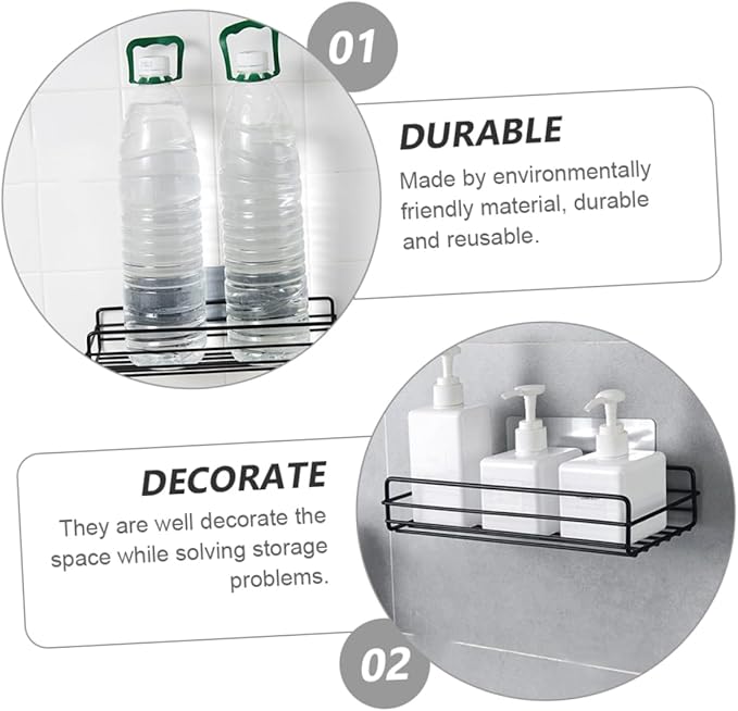 PRETYZOOM 2pcs Bathroom Shelf Organizer Wall-Mounted Storage Racks Iron Display Racks for Bathroom Kitchen