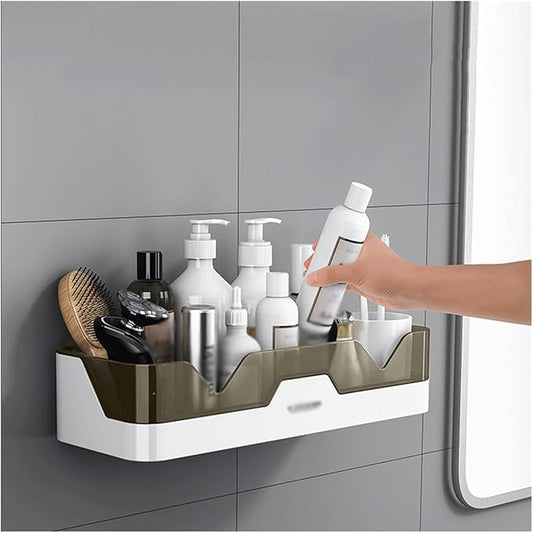 Bathroom Storage Rack Storage Rack Toilet Washstand Single Layer Plastic Simple Storage Rack Kitchen Counter Plastic Storage Rack Wall Mounted Storage Rack Bathroom Shelf(Gris)