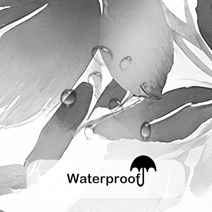 Floral Shower Curtain, Grey Watercolor Flower Shower Curtains for Bathroom, Modern Minimalist Waterproof Fabric Bath Curtain 72x84 Inch