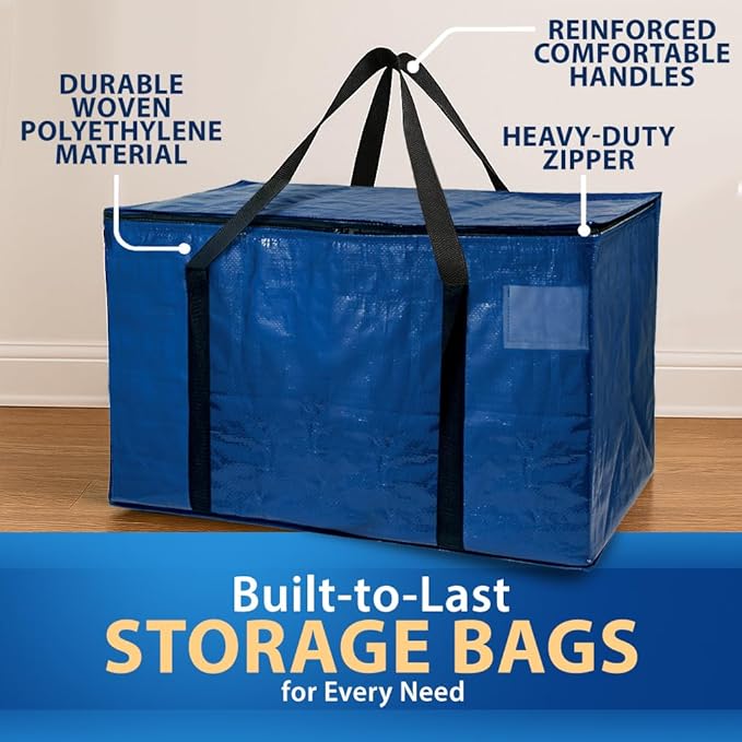 ClearSpace Heavy Duty Moving Bags or Storage Bag ?€? Large Moving Boxes with Backpack Straps, Zippers & Handles ?€? Perfect for Moving, College Dorm, Traveling, Camping, Christmas Decorations, 2 Pack