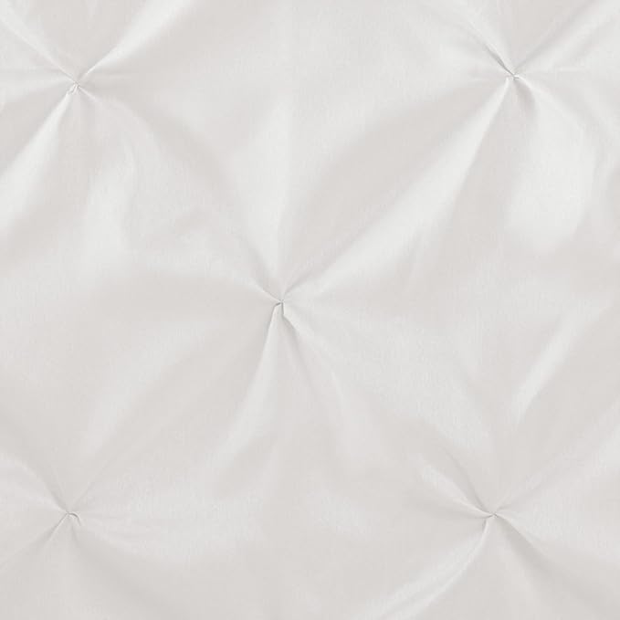Madison Park Laurel Semi-Sheer White Shower Curtain – Lightweight Faux Silk Fabric, 72x72 in, Light Filtering, Modern Style Bathroom Curtain Textured Tufting Detail Modern Mid-Century Bathroom Decor