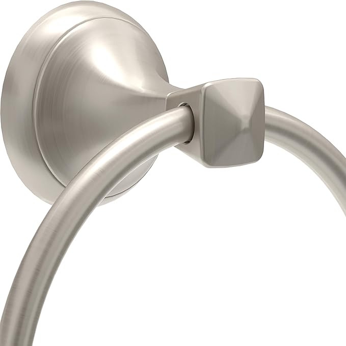 Delta Esato (1-Pack) Hand Towel Holder SpotShield Brushed Nickel Towel Racks for Bathroom Wall Round Towel Ring Holder for Bath Towel Hanger for Kitchen, Bathroom Accessories ESA46-DN