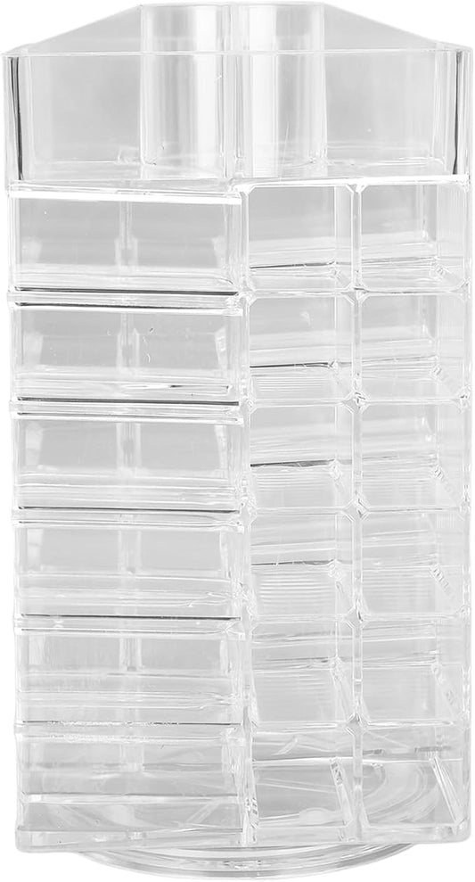 banapoy Acrylic Lipstick Tower Holder, 53 Slots 360 Rotating Makeup Cosmetic Lipsticks Organizer Rack, Lipgloss Storage Container Display for Girls Women