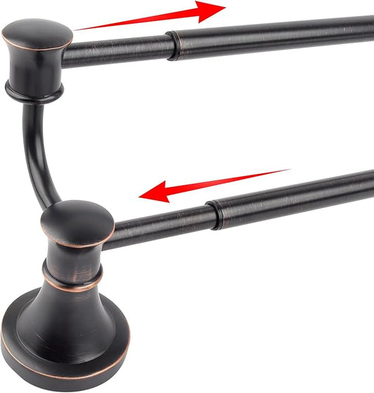 Double Towel Bar, Adjustable 14.96 to 26.57 inches Towel Holder Oil Rubbed Bronze Towel Rack Rustic Towel Hanger Bathroom Wall Mounted