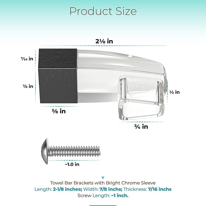 Shower Door Towel Bar Brackets for Framed Sliding Shower Door Towel Bar, Clear Acrylic Bracket with Oil Rubbed Bronze Sleeve Fit for Alumax / Basco Glass Shower Doors, Set of Two Brackets
