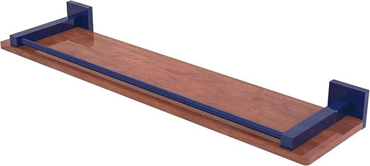 Allied Brass MT-1-22-GAL-IRW-MBL Montero Collection 22 Inch Solid IPE Ironwood Shelf with Gallery Rail, Mediterranean Blue
