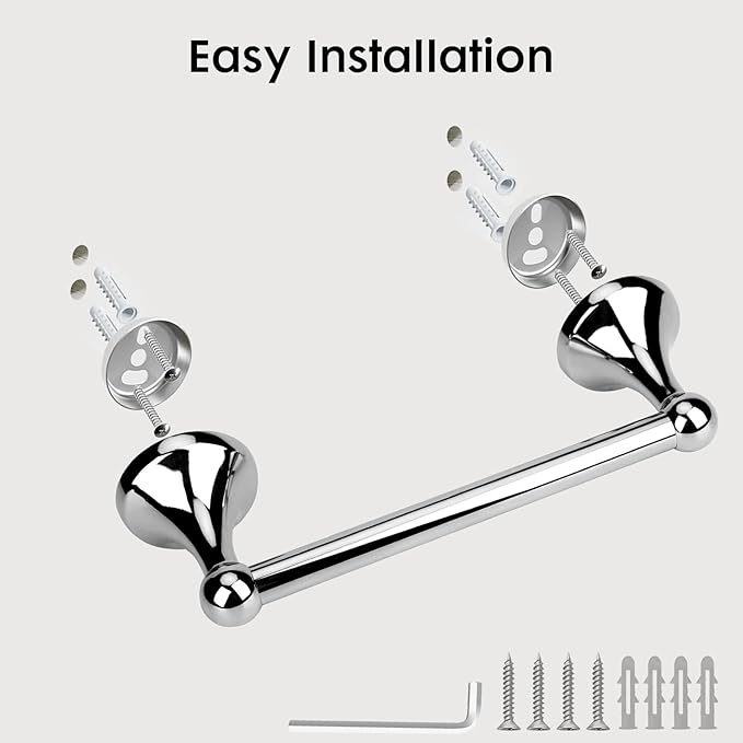 Antique Hand Towel Holder Chrome for Bathroom,Towel Bar 9-Inch,Bathroom Accessories Towel Rack, Wall Mounted,Towel Hanger,Towel Ring for Bathroom