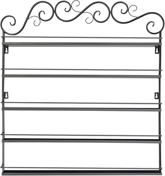 Metal Nail Polish Racks, 5-Tier Wall Mounted Nail Polish Display Holder Organizer Rack for Home Salon Business Spa L26 X W2.2 (Black)