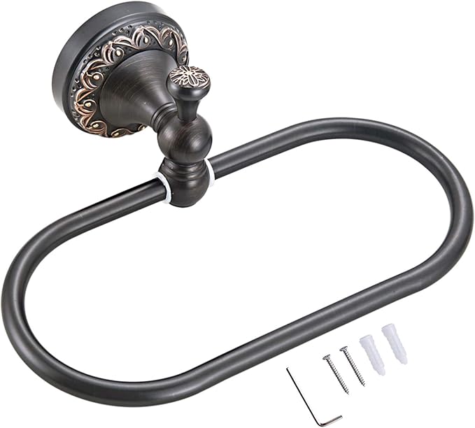 Aothpher Brass Towel Ring Oval Contemporary Bathroom Hand Towel Holder Wall Mounted,Oil Rubbed Bronze Finish