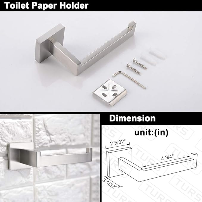 TURS Bathroom Hardware Set Brushed Towel Bar Set Stainless Steel Bathroom Accessories Towel Holder Sets Wall Mounted