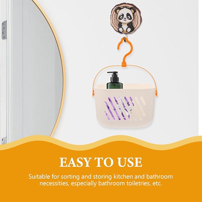 Angoily Small Shower Caddy, Plastic Hanging Basket for Shower with Hook Waterproof Storage Basket for Bathroom and Wall Mounted Organizer with Hollow Drainage Space Saving Storage Solution
