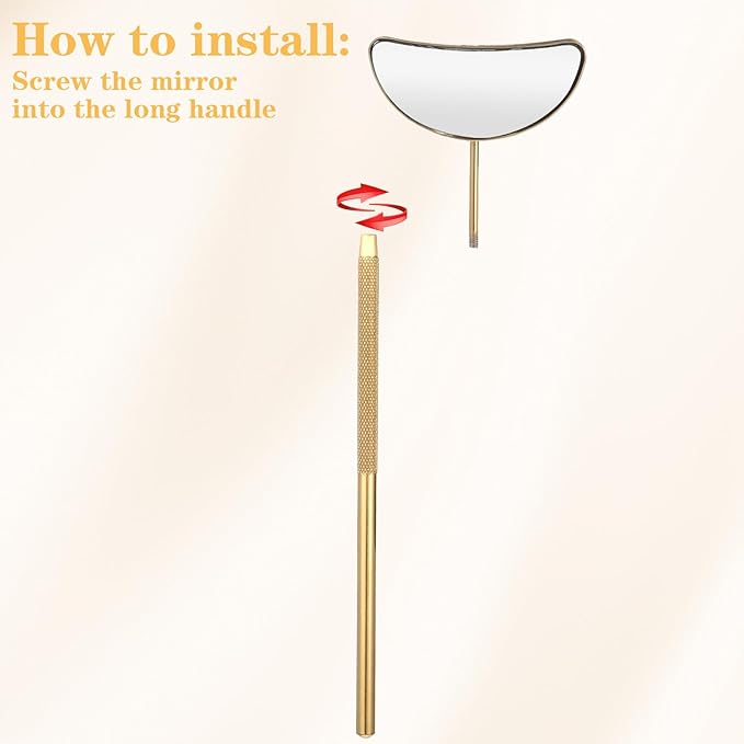 2 PCS Lash Mirror for Eyelash Extensions, Stainless Steel Lash Mirror, Half Moon Eyelash Mirrors for Lashes, Detachable Lashes Inspection Mirrors for Beauty Supplies