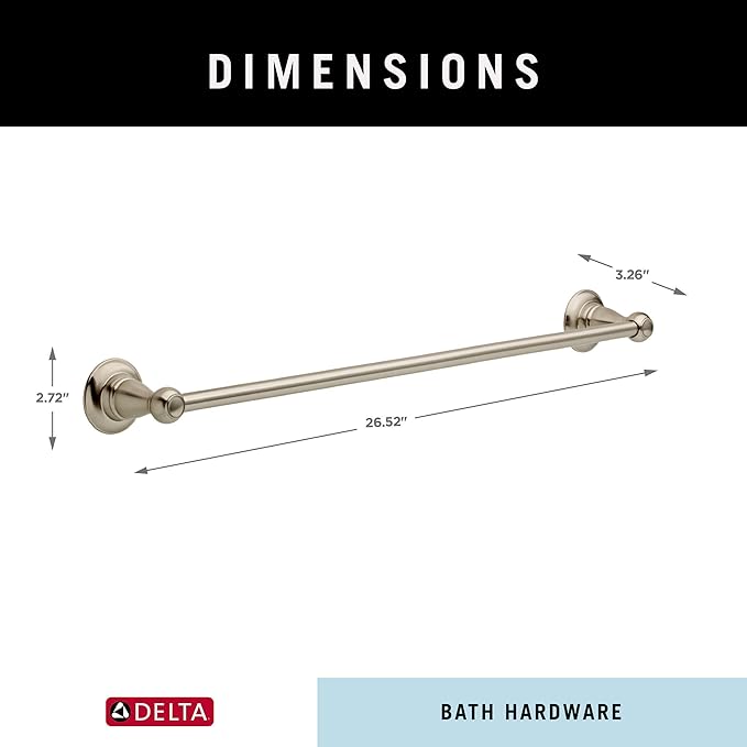 Delta Faucet Porter 24 inch Towel Bar, SpotShield Brushed Nickel , Bathroom Accessories, PTR24-BN
