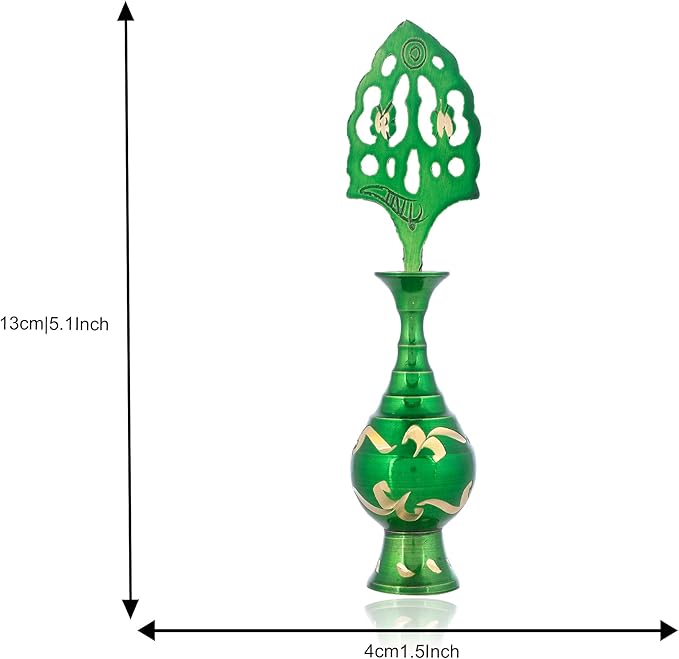 Brass Surmedani Surma Holder Kohl Kajal Applier without Surma (Green)