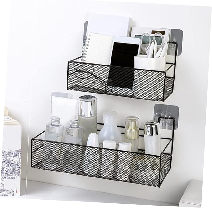 MAGICLULU Wall Mounted Bathroom Shelf Storage Basket No Drilling Medium Easy to Install for Organizing Towels and Bathroom Essentials