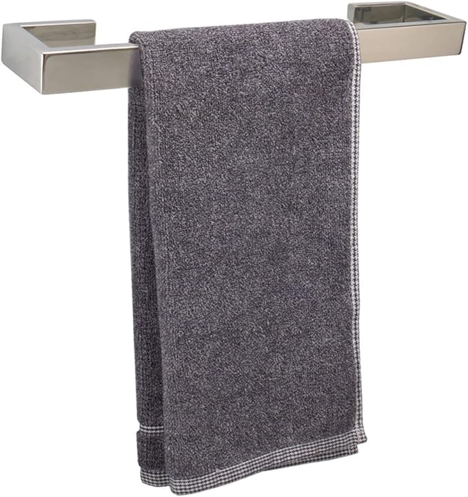 TocTen Bath Towel Rack - Square Base Thicken SUS304 Stainless Steel Towel Bar for Bathroom, Bathroom Bar Accessories Towel Rod Heavy Duty Wall Mounted Towel Holder (Polish Chrome, 12 Inch)