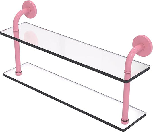 Allied Brass RM-2-22-PNK Remi Collection 22 Inch Two Tiered Glass Shelf, Pink