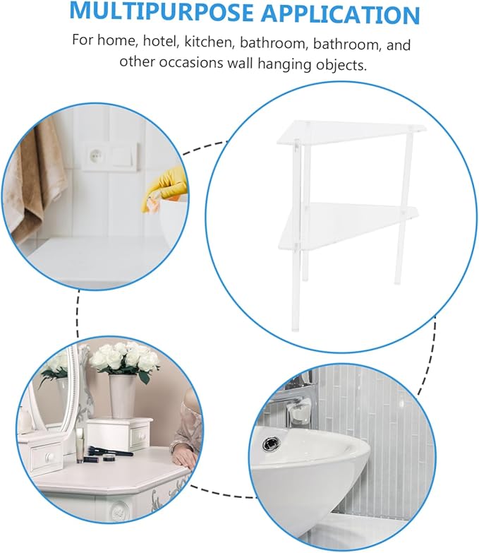 Holibanna 1set Bathroom Corner Storage Rack Organizer for Toiletries Easy to Install Space-Saving Shelf for Bathroom Kitchen