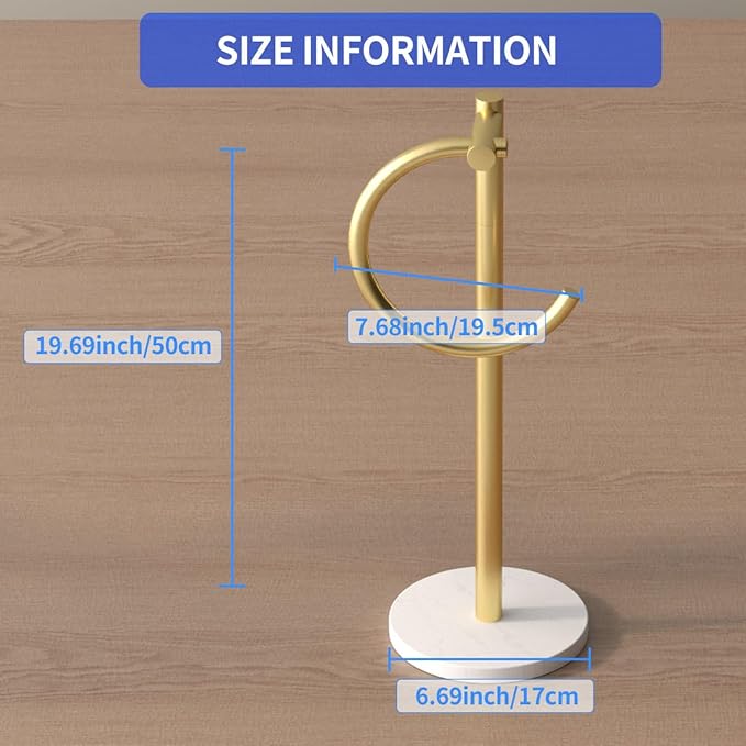 Stand Countertop Hand Towel Holder, Towel Rack Free Standing, Towel Bar Hanger for Bathroom Kitchen (Gold)