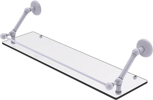Allied Brass PMC-1-30-GAL-WHM Prestige Monte Carlo 30 Inch Floating Glass Gallery Rail Shelf, Matte White