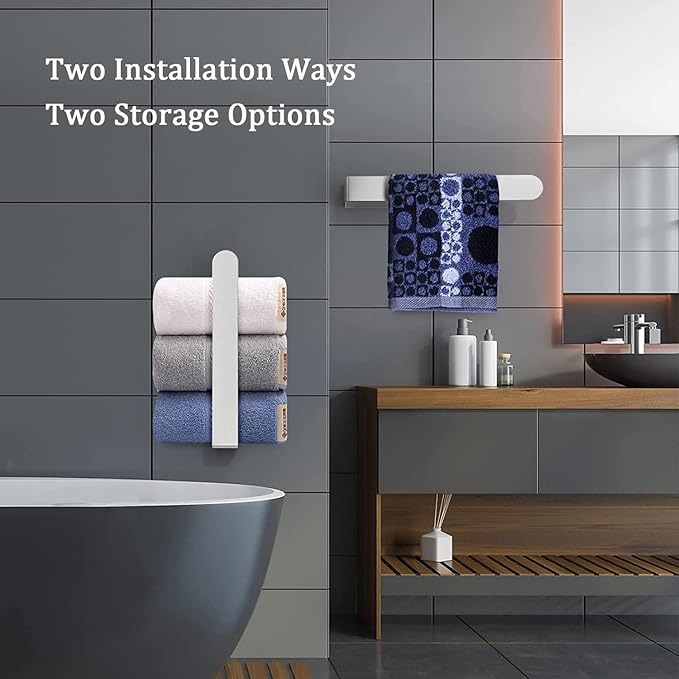 SEIDO Hand Towel Holder, Heavy Duty Self Adhesive Towel Bar ?€? No Drill Stick on Wall, SUS 304 Stainless Steel Towel Rack for Small Bathroom, Kitchen, RV, Brushed Nickel