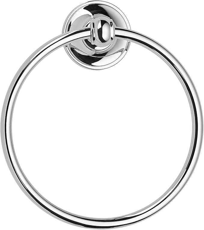 khtumeware 1 Pack Vibrant Polished Chrome Bath Towel Ring, Bathroom Hardware Accessories Heavy-Duty Hand Towel Holder for Bathroom, Modern Round Towel Hanger Wall Mounted