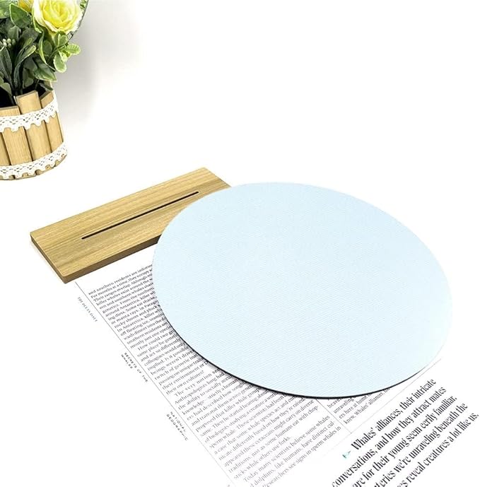 8" Circle Shape Mirror for Room Decor, Acrylic Mirror with Wood Stand, Frameless Makeup Mirror for Desk, Unique Bedroom Accessory