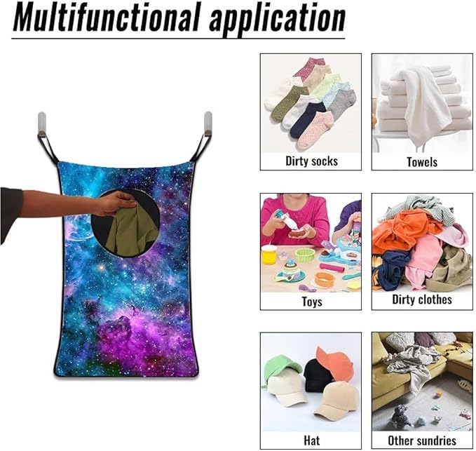 ZFRXIGN Halloween Ghost Hanging Laundry Hamper Black Skull Laundry Bag for Bedroom, Bathroom Over The Door Hamper Storage Organizer Dirty Cloth Hampers Laundry Baskets Space Saving
