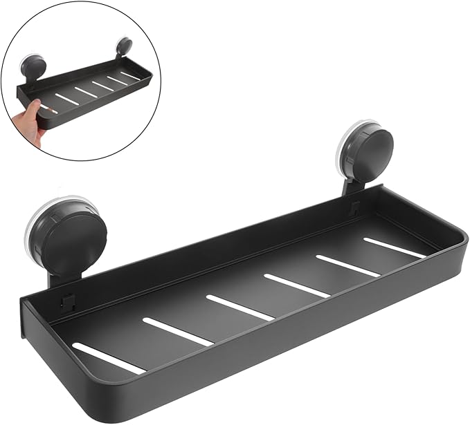 Cabilock Wall Mounted Suction Cup Shelf for Toiletries and Cosmetics Strong Suction for Secure Storage Glass Tile No Drill Installation