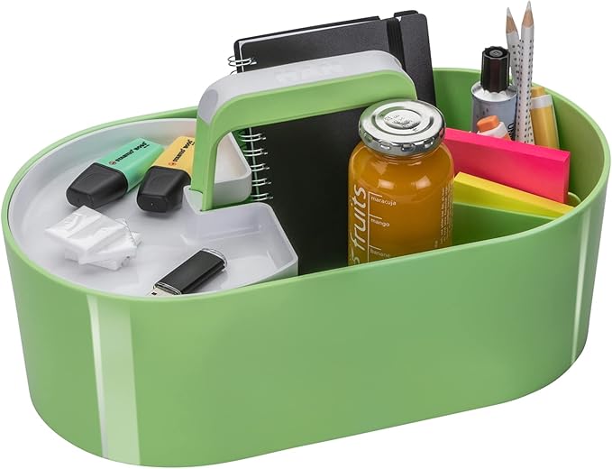 HAN Toolbox Loft 1200-80 with 4 Compartments Removable Storage Tray and Carry Handle Lime Green