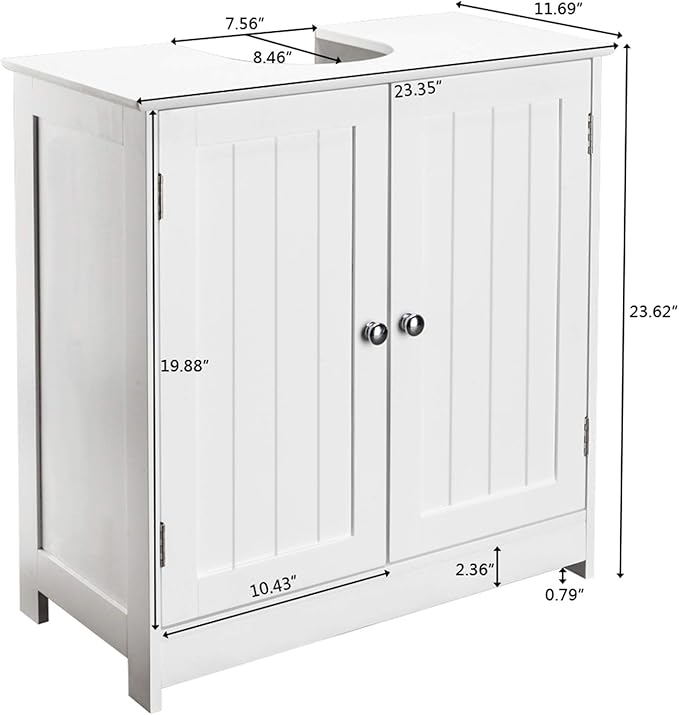 Bathroom Floor Cabinet,Wooden Storage Furniture Bathroom Sink Cabinet with Double Door Adjustable Shelf for Home Living Room