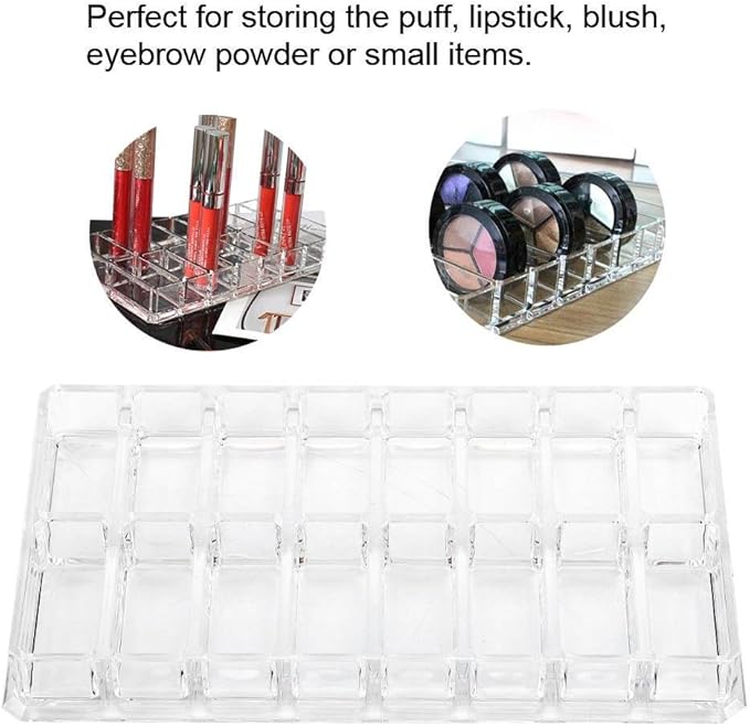 Yosoo Makeup Organizer,16 Grid Transparent Acrylic Larger Makeup Compact Powder Holder Organizer Power Eyebrow Powder Holder Store Box
