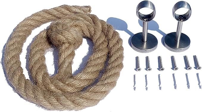 Nautical Rope Towel Holder - Coastal Towel Rack with Knot Bathroom Decor Wall Mount Towel Bar Bathroom Accessories, Rustic Silver Stainless Steel 26''
