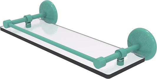 Allied Brass MC-1/16-GAL-SFG Monte Carlo 16 Inch Tempered Glass Shelf with Gallery Rail, Sea Foam Green