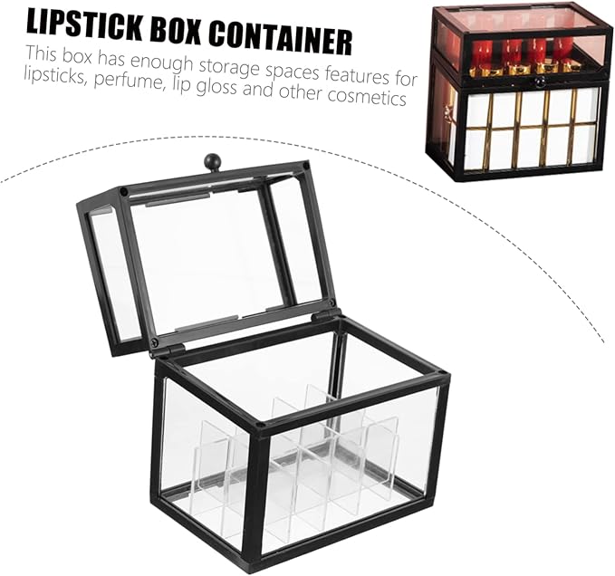 Lipstick Holder Plastic Lip Gloss Organizer Makeup Organizer Lipstick Display Stand with Lid Black
