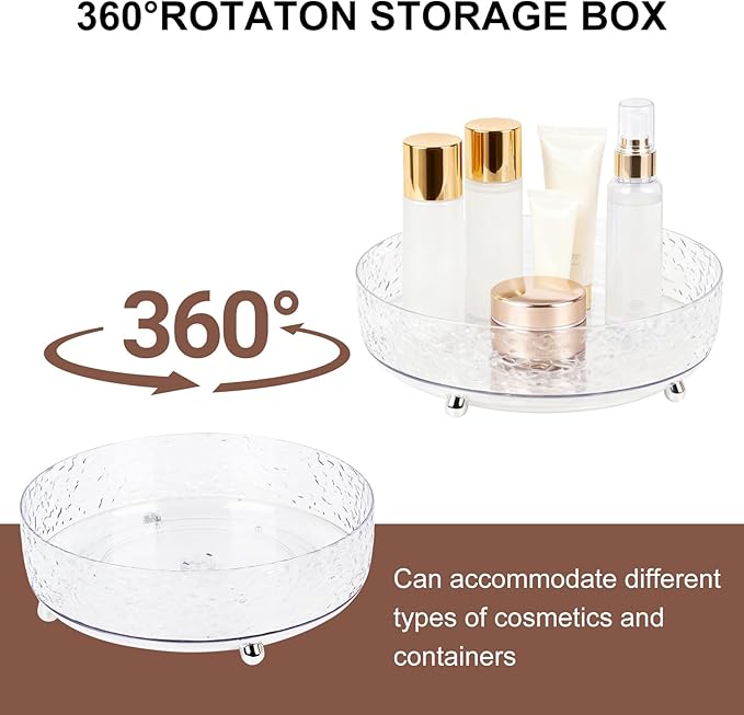360?? Rotating Makeup Organizer, 9" Clear Perfume Organizer Turntable Lazy Susan for Vanity, Pantry, Bathroom Counter, Cabinet, Spinning Cosmetic Storage Holder for Skincare, Perfume, Lotions