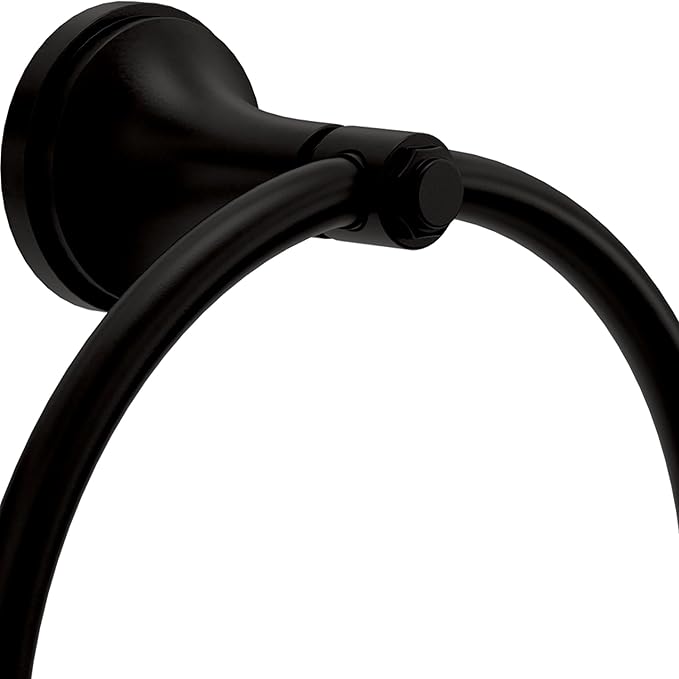 Franklin Brass Woodruff (1-Pack) Hand Towel Holder Matte Black Towel Racks for Bathroom Wall Round Towel Ring Holder for Bath Towel Hanger for Kitchen, Bathroom Accessories WDRF46-MB