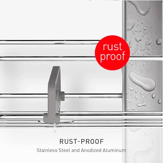 simplehuman 9' Tension Pole Shower Caddy, Stainless Steel and Anodized Aluminum