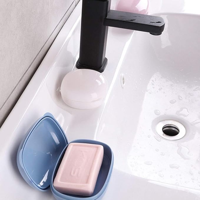 WFF Travel Soap Box, Portable, Waterproof Drain with Lid, Sealed Design, Save Space（Set of 2） (Color : A, Size : L)