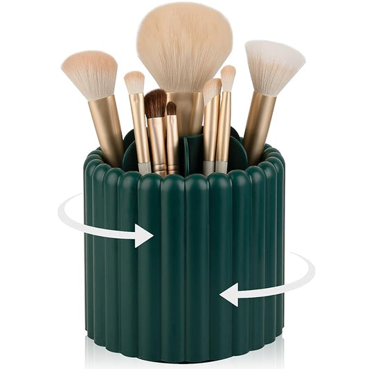 Anyoifax 360 Rotating Makeup Brush Holder 7 Slots Make Up Brush Organizer Removable Spinning Cosmetic Brushes Storage Pen Holder for Vanity, Dresser, Desk, Teal Green