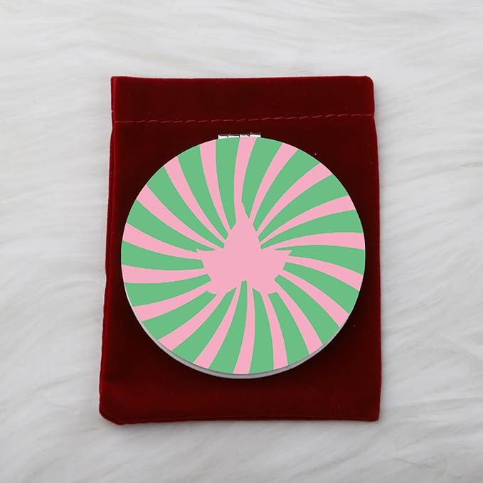 WUSUANED Pink and Green Leaf Makeup Mirror Sorority Sisters Inspired Mirror Sorority Leaf Gift Greek Sorority Paraphernalia Gifts