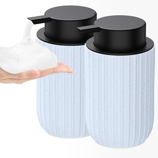 Ceramic Foaming Soap Dispenser, 12 oz Bathroom Foam Hand Soap Dispenser, Refillable Lotion Soap Dispenser with Removable Pump for Kitchen Hand Wash Dispenser, Modern Home Decor(2Pack-Speckled Blue)