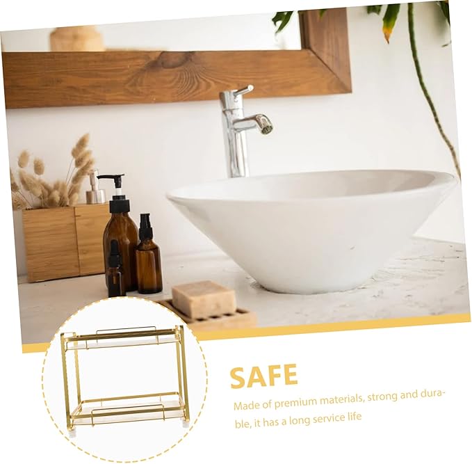 Ciieeo Storage Shelf Bathroom Countertop Organizer Marble Texture Corner Rack Foot Pads